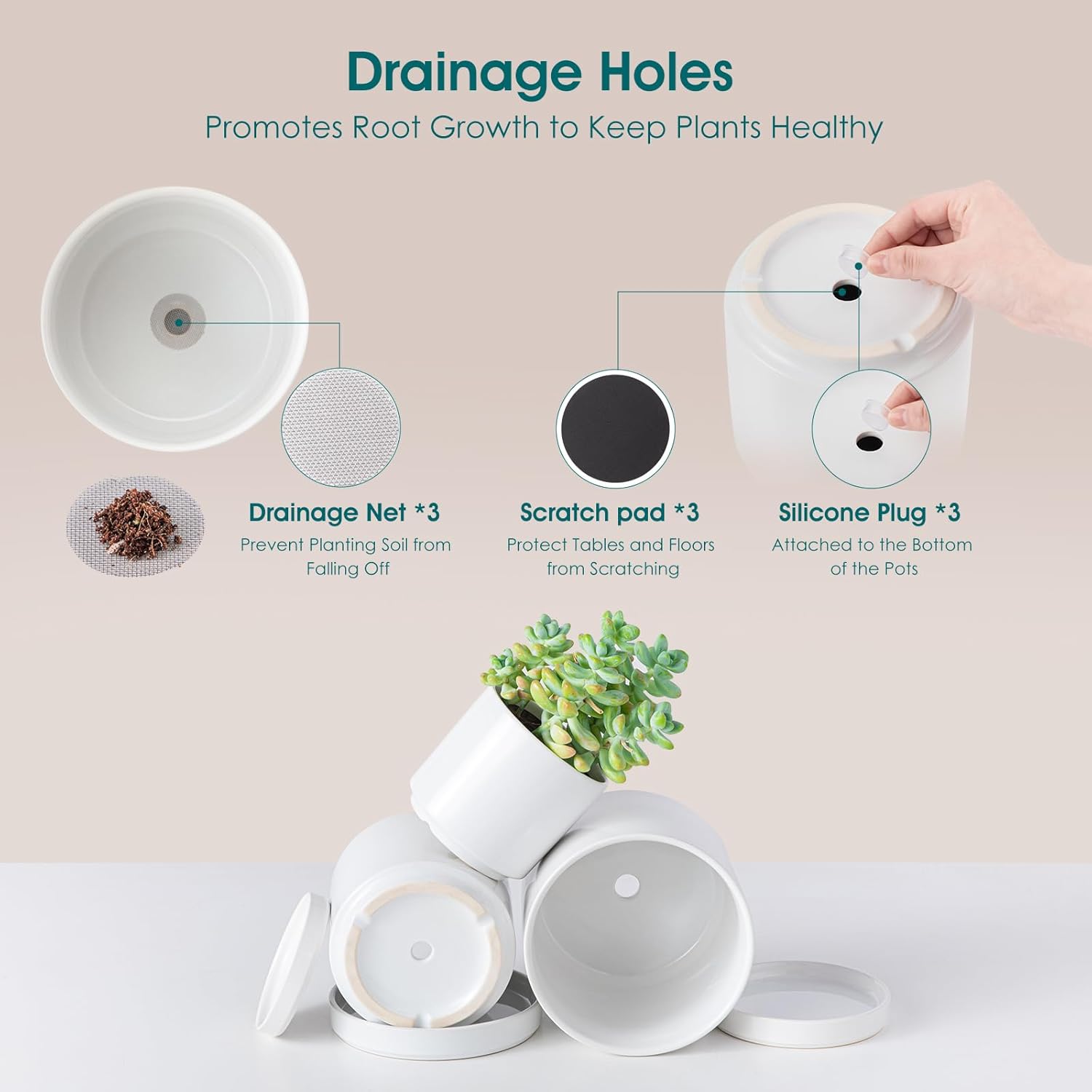 Ceramic Plant Pot Set 3-Pack
