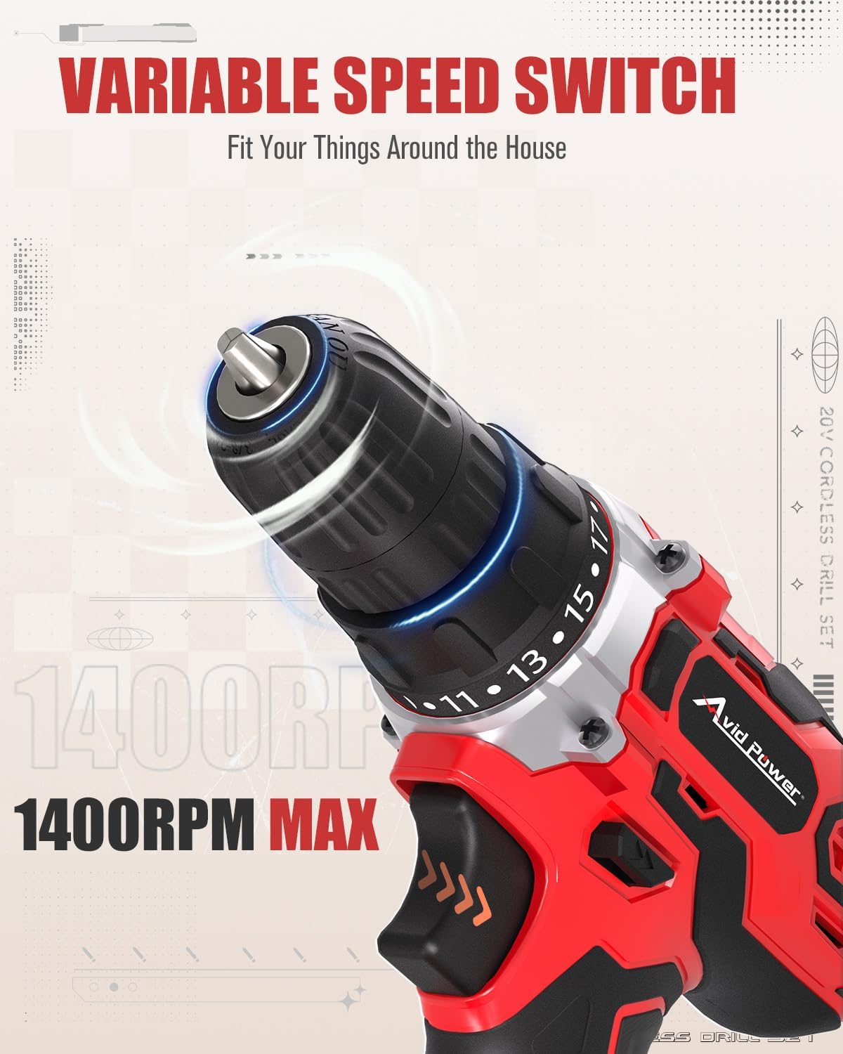 Electric Drill 20V Cordless