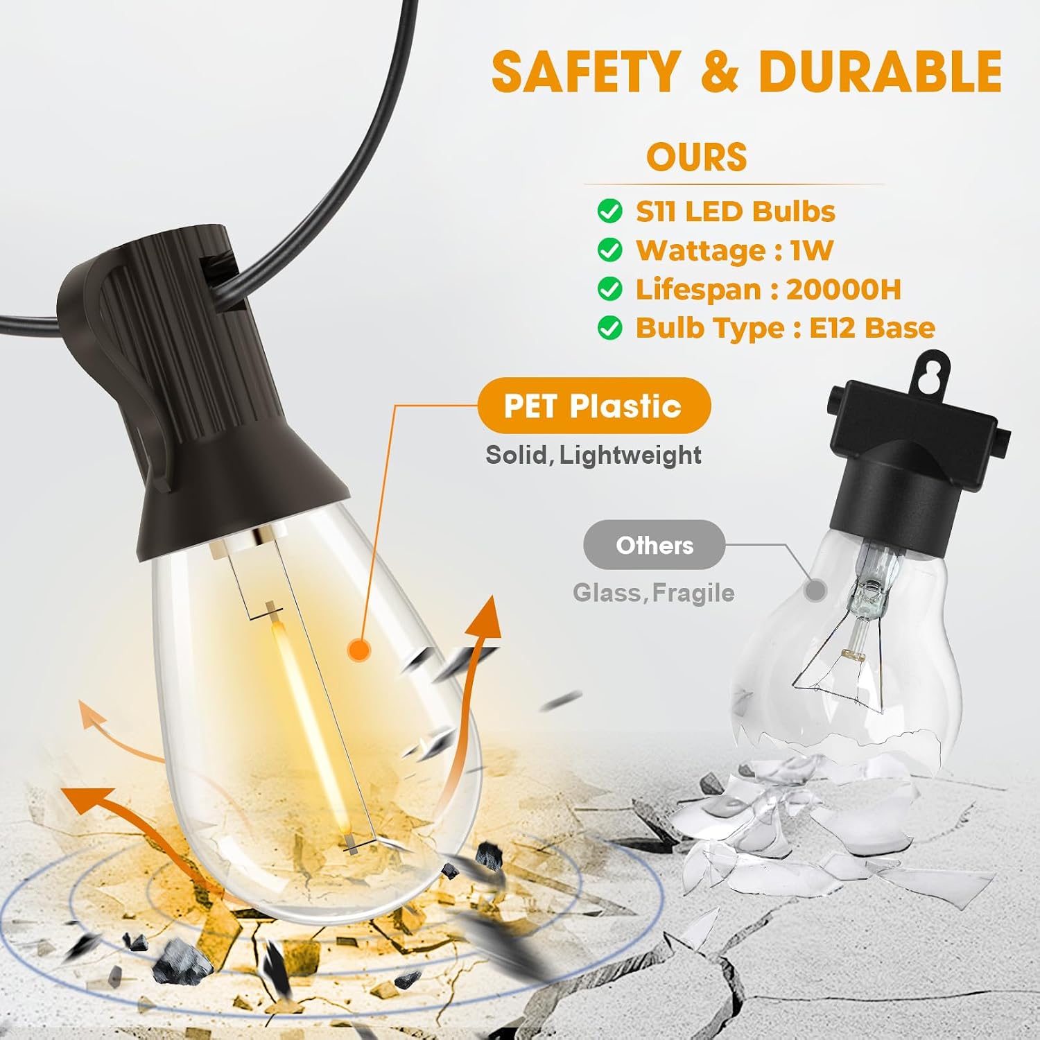 LED String Lights Outdoor 50ft