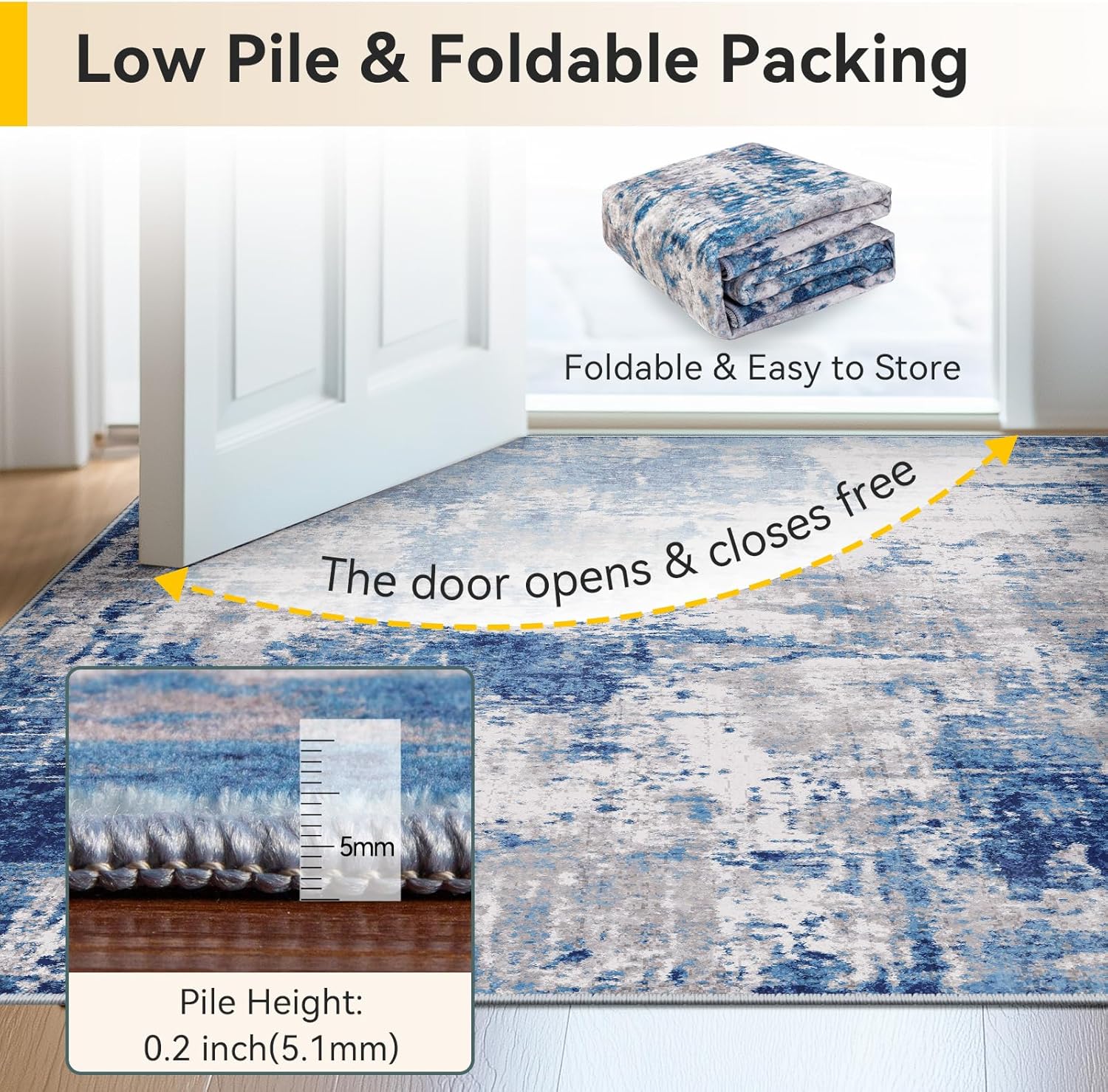 Non-Slip Area Rug 5×7 ft